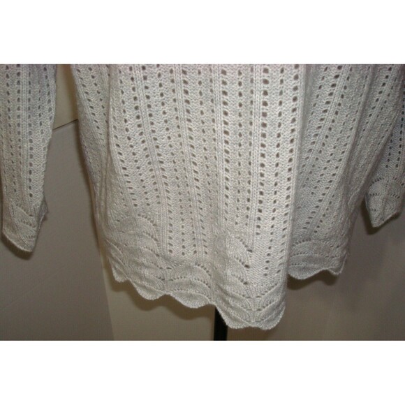 NWT New Womens 1X 2X Ryllace Plus 100% Cashmere Sweater Light Gray Scalloped Sof - Picture 7 of 8